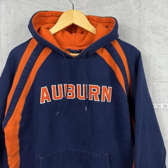 VTG Auburn University Hoodie Navy Orange Pullover Size L NCAA Tigers Y2K College - Picture 2 of 8